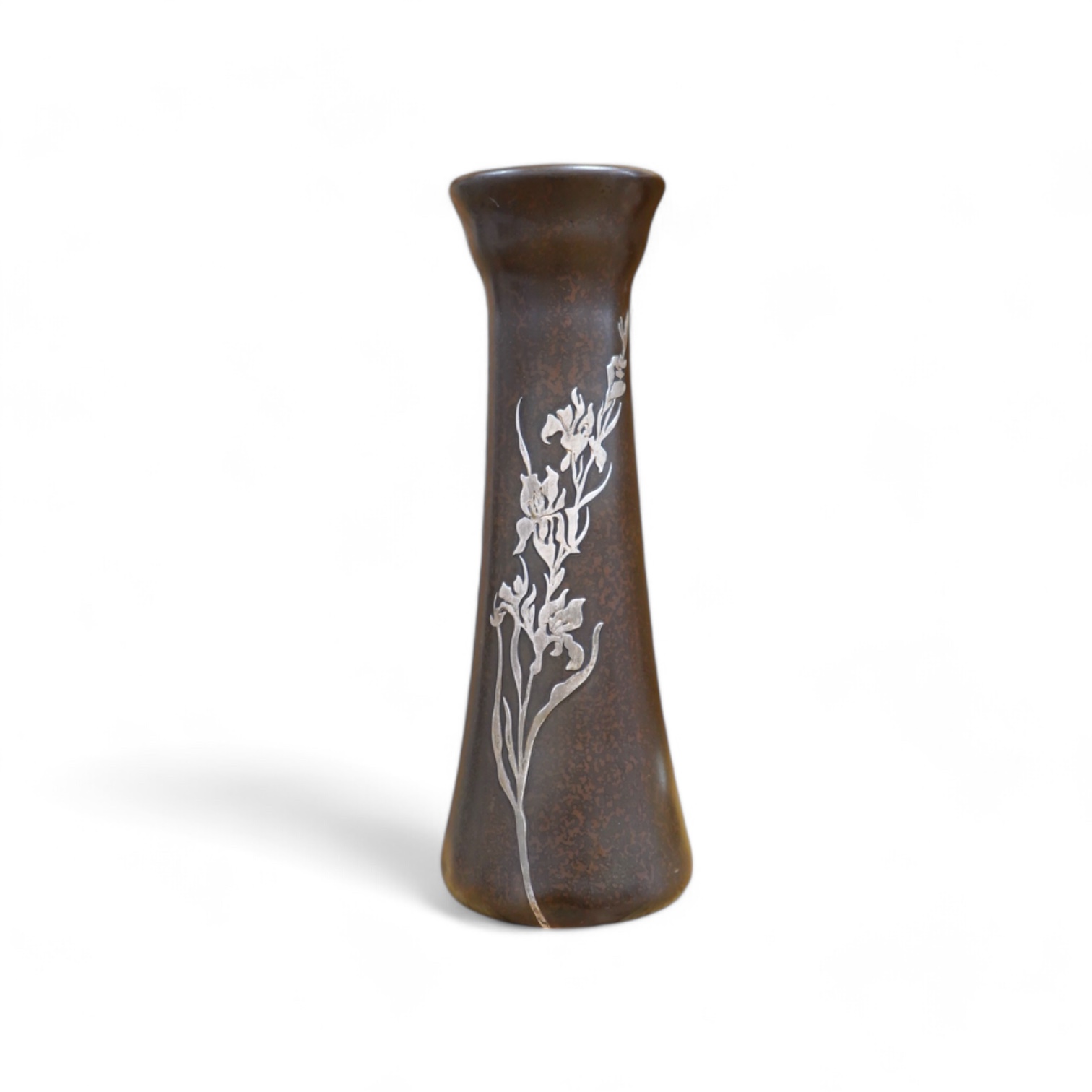 Otto Heintz. An Art Nouveau silver overlaid patinated copper vase, 28cm. Condition - fair